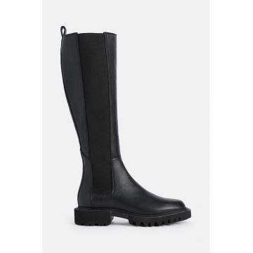 AllSaints cizme Maeve Boot femei, culoarea negru, cu toc plat, W098FB